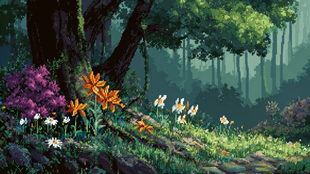 花咲く森｜ドット絵風