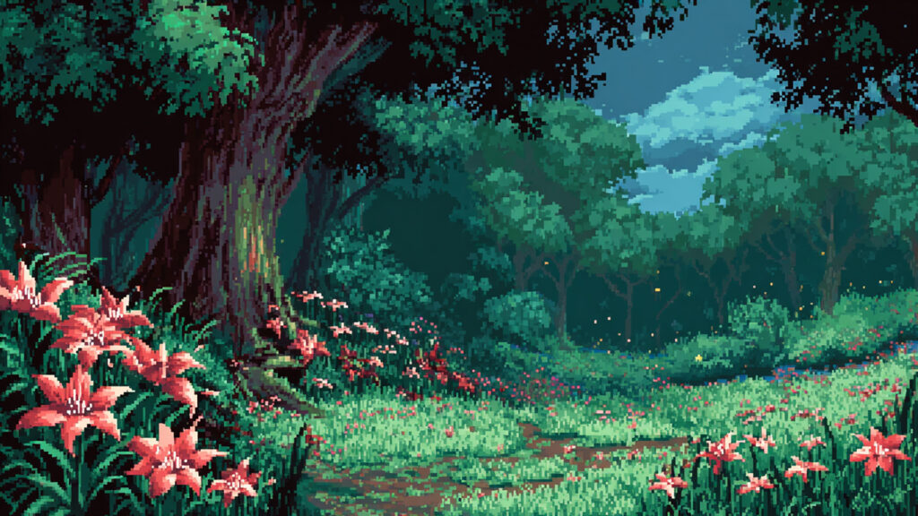 花咲く森｜ドット絵風
