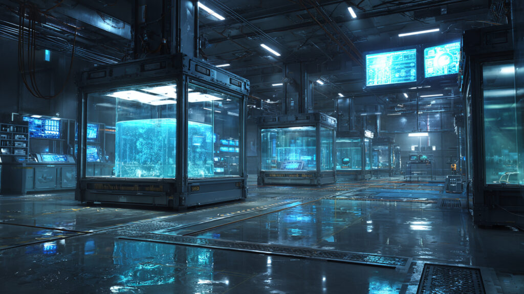 未来的な研究施設の内部