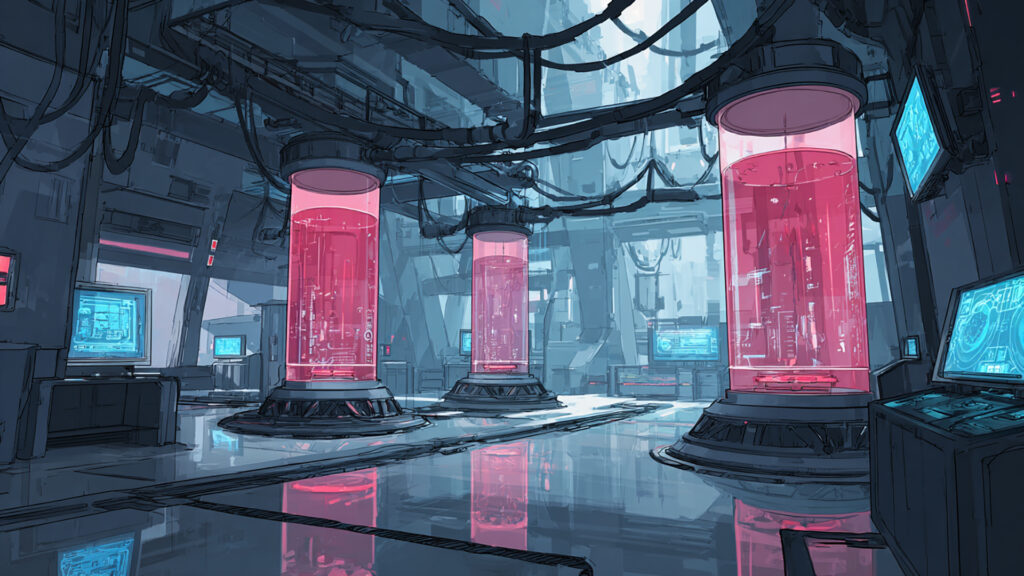 未来的な研究施設の内部