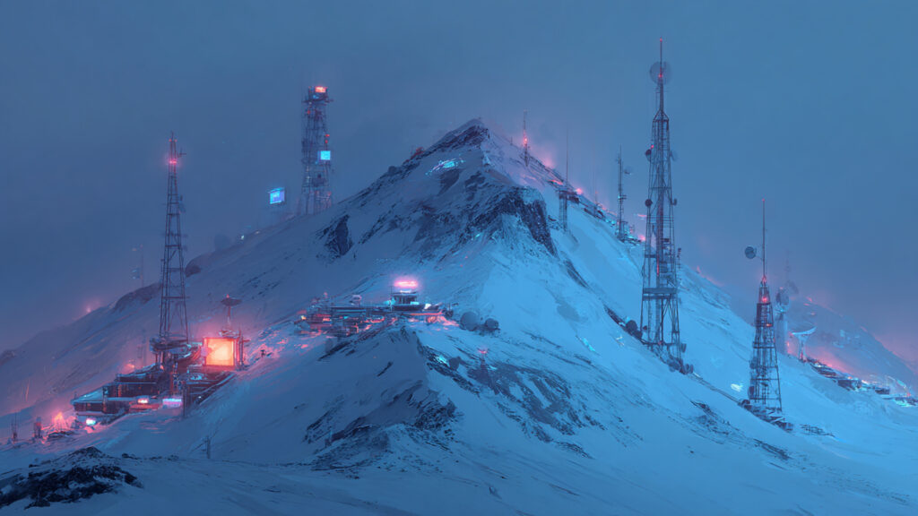 未来的な雪山基地