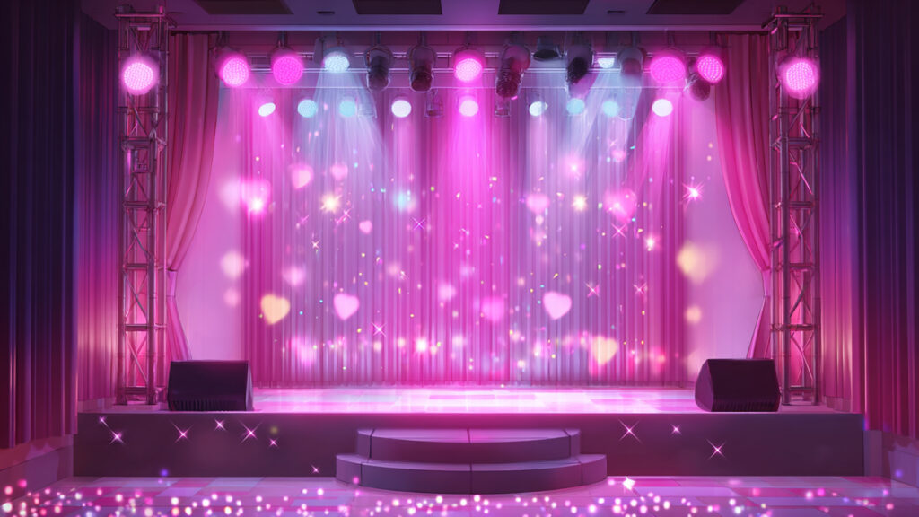 ガールズアイドルのステージの背景イラストのフリー素材