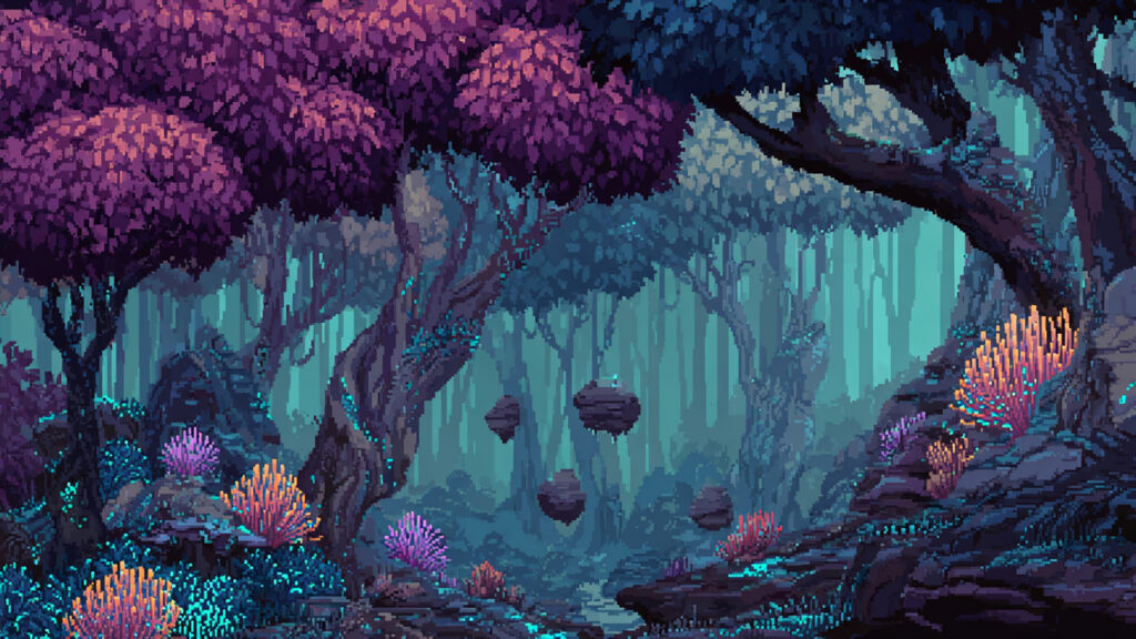 光る異星の森｜ドット絵風