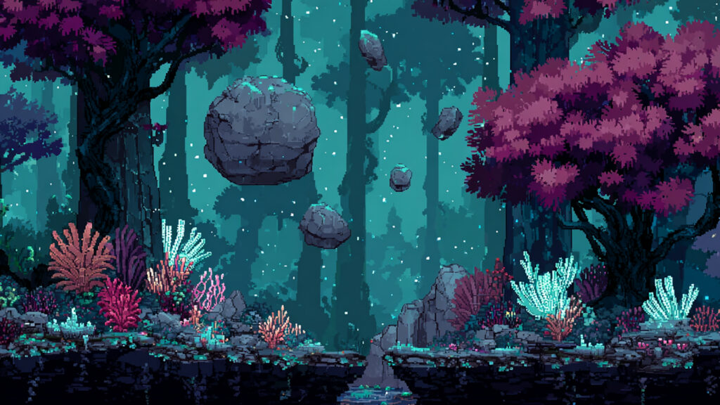 光る異星の森｜ドット絵風