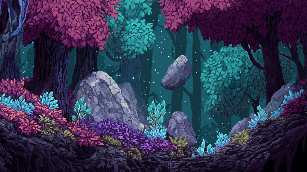 光る異星の森｜ドット絵風