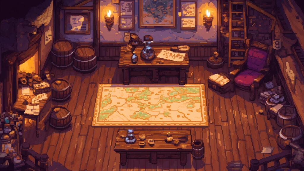 ギルドの内観｜ドット絵風