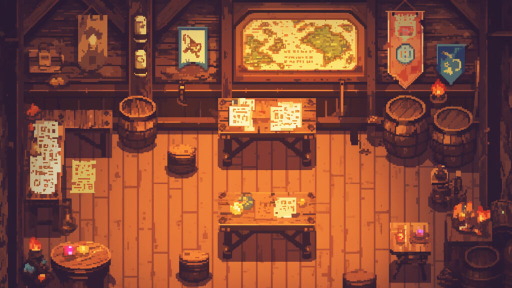 ギルドの内観｜ドット絵風