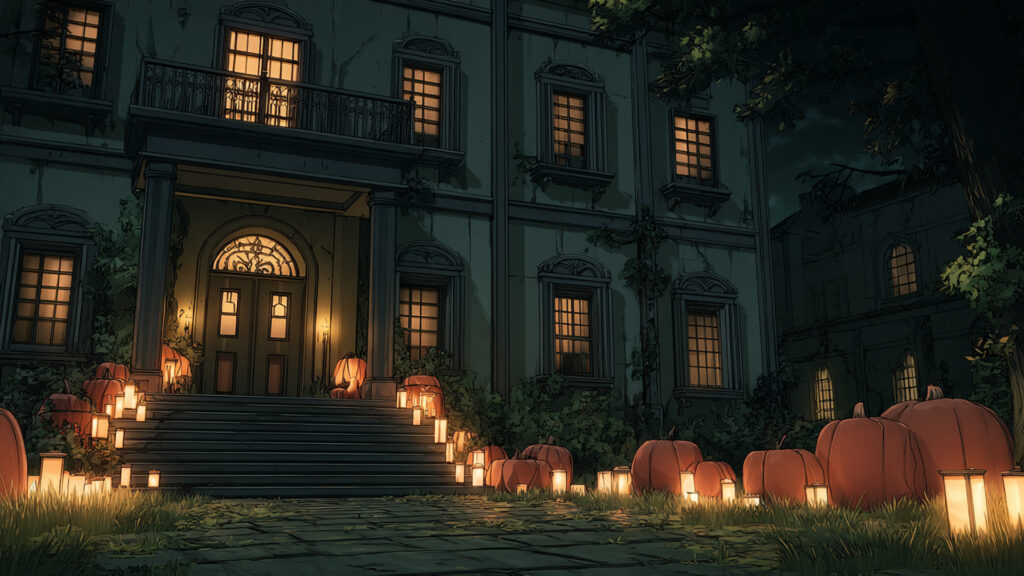 ハロウィンの廃墟洋館｜かぼちゃとキャンドル