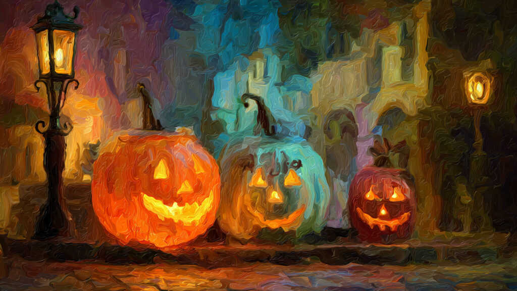 油絵風｜ハロウィンの夜