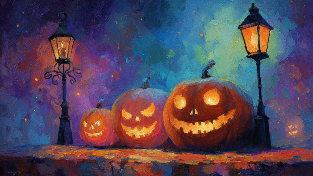 油絵風｜ハロウィンの夜