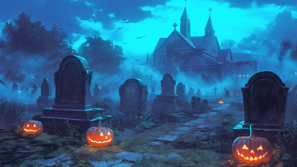 墓地のハロウィン