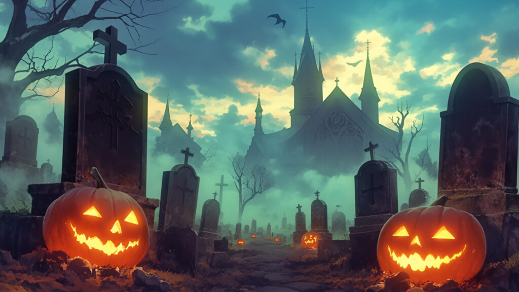墓地のハロウィン