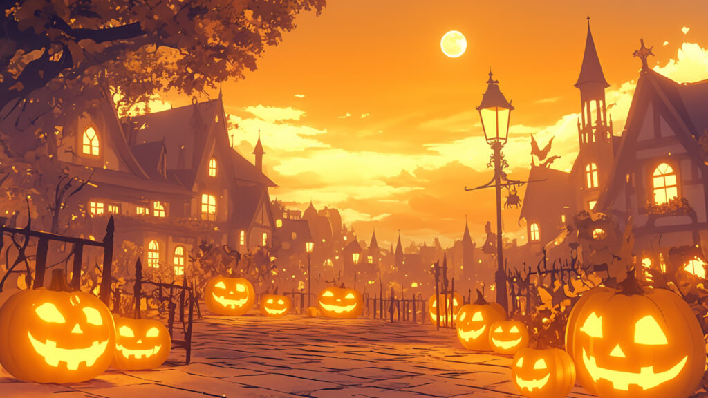夕暮れのハロウィン街
