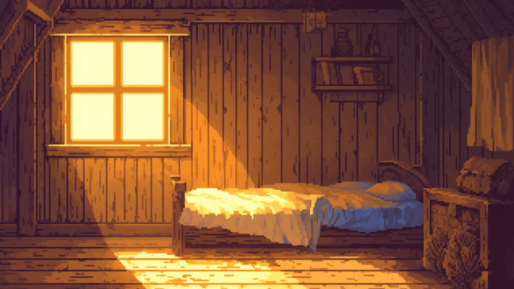 宿屋の寝室｜ドット絵風