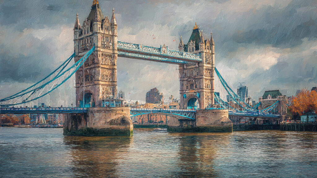 油絵風｜ロンドン塔橋