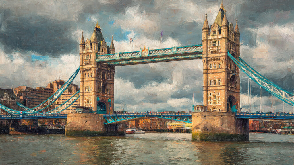 油絵風｜ロンドン塔橋