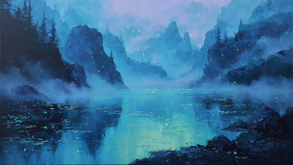 油絵風｜魔法の湖