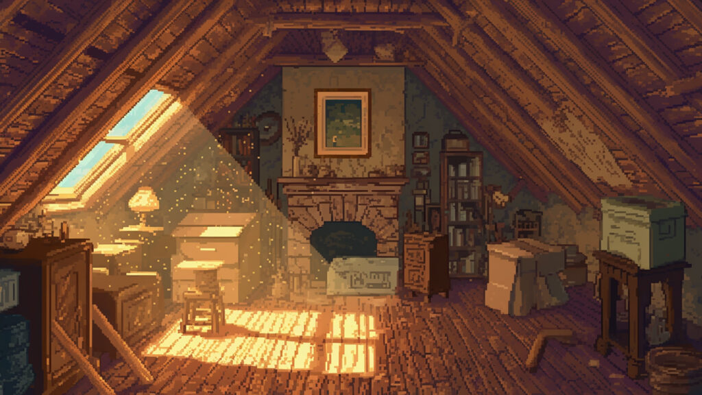 お屋敷の屋根裏部屋｜ドット絵風