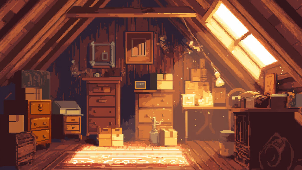 お屋敷の屋根裏部屋｜ドット絵風
