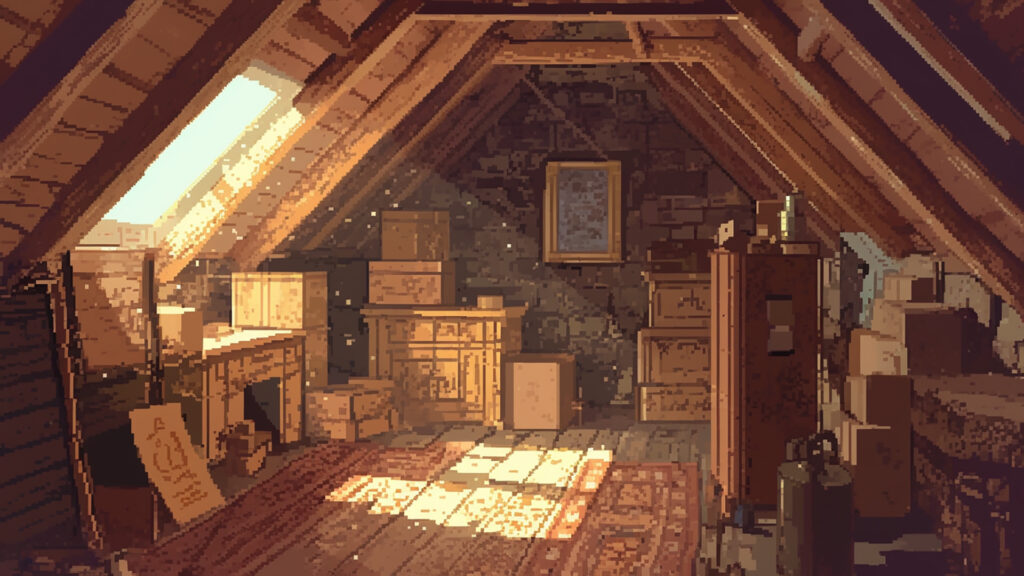 お屋敷の屋根裏部屋｜ドット絵風