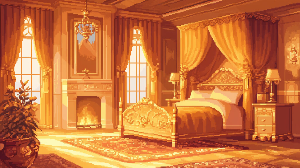 お屋敷の寝室｜ドット絵風