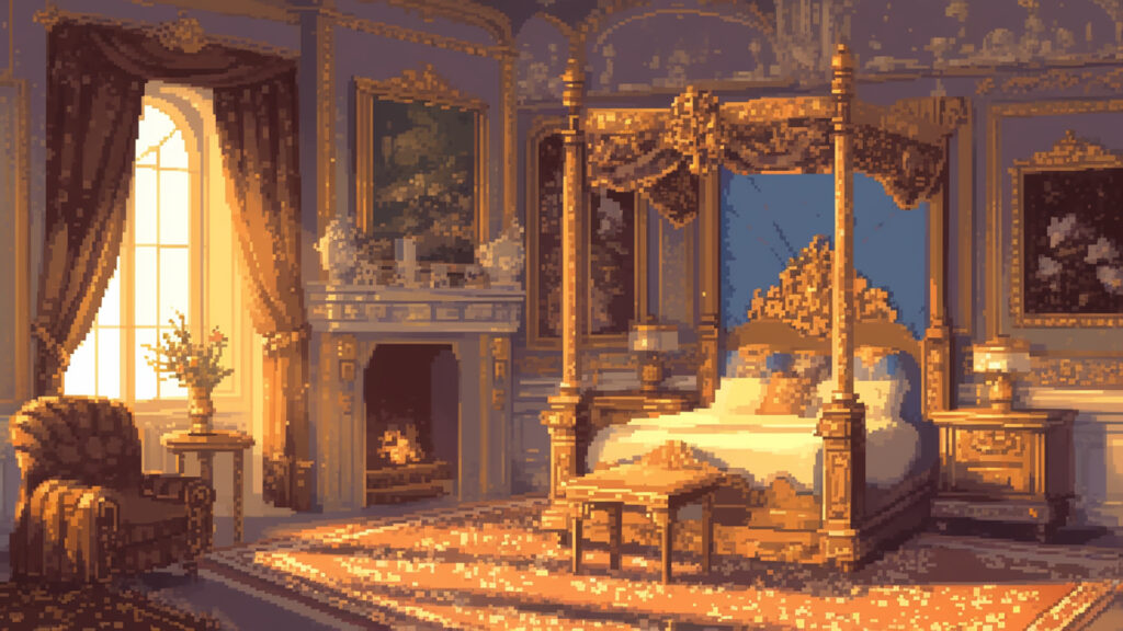 お屋敷の寝室｜ドット絵風