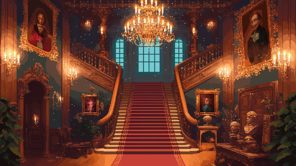 お屋敷のエントランス｜ドット絵風