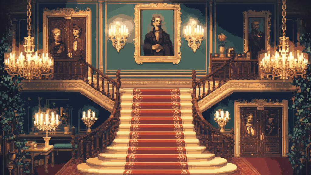 お屋敷のエントランス｜ドット絵風