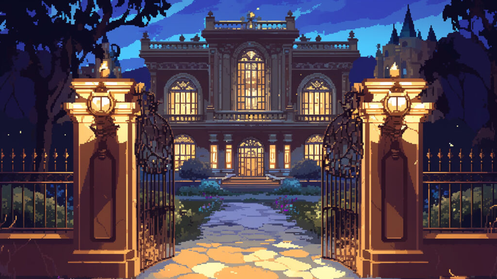お屋敷の外観｜ドット絵風
