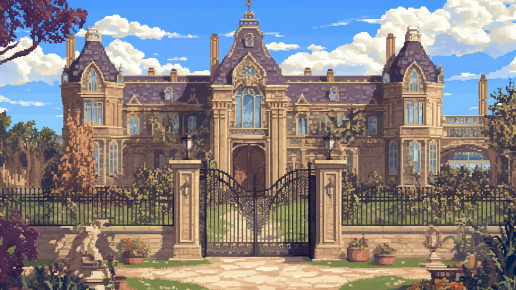 お屋敷の外観｜ドット絵風