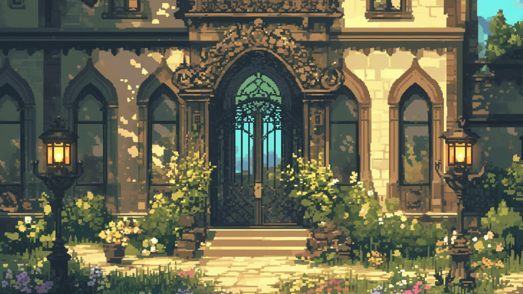 お屋敷の外観｜ドット絵風