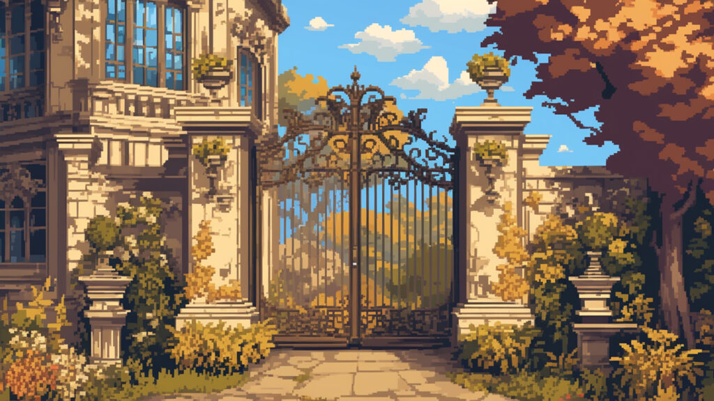 お屋敷の外観｜ドット絵風