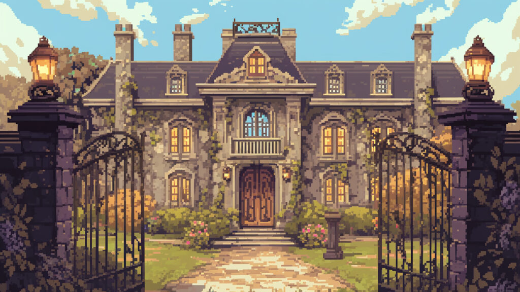 お屋敷の外観｜ドット絵風