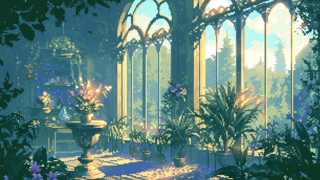 お屋敷の温室｜ドット絵風