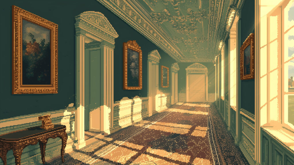 お屋敷の廊下｜ドット絵風
