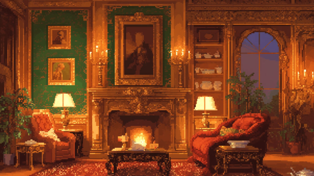 お屋敷の応接室｜ドット絵風
