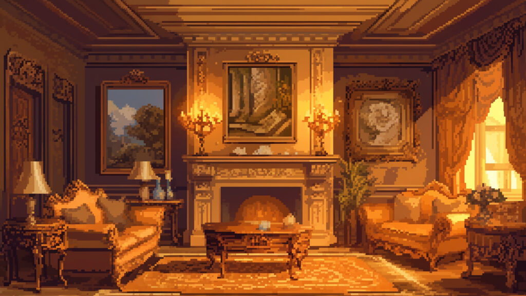 お屋敷の応接室｜ドット絵風