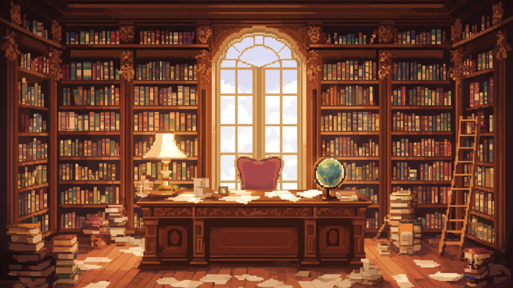 お屋敷の書斎｜ドット絵風