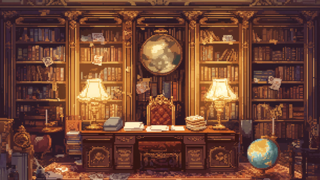 お屋敷の書斎｜ドット絵風