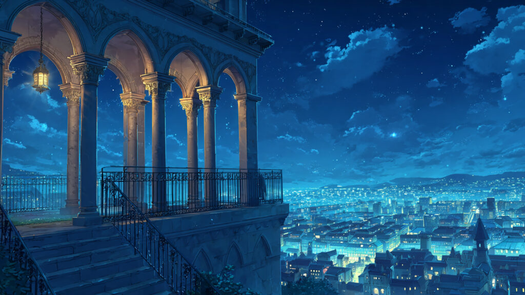 城の塔から見下ろす夜景
