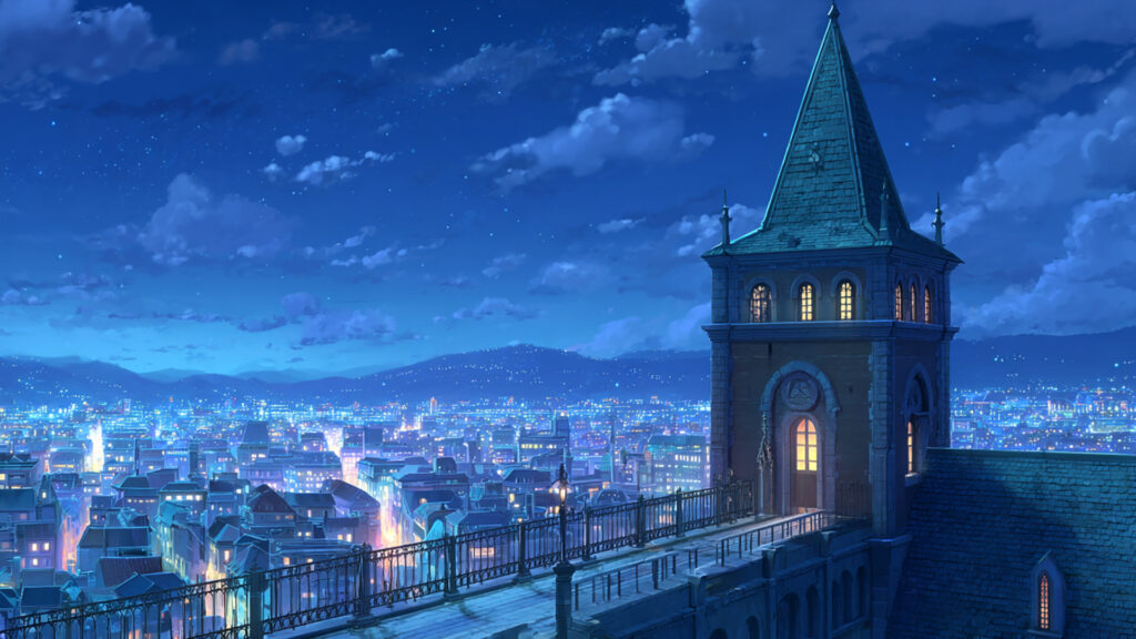 城の塔から見下ろす夜景