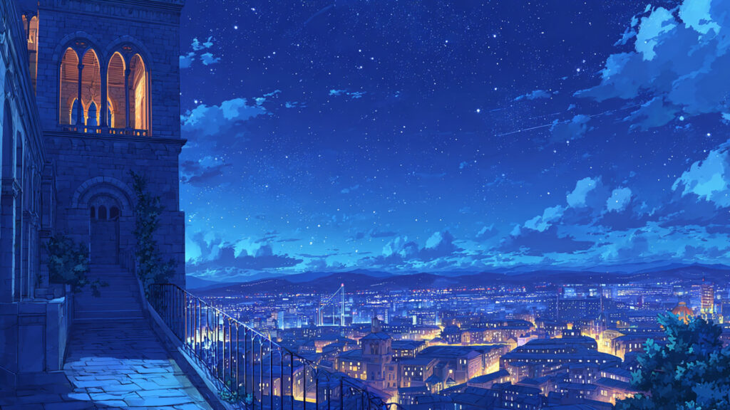 城の塔から見下ろす夜景