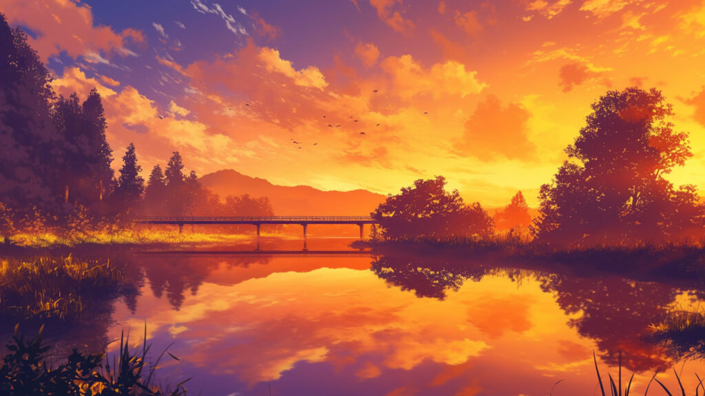 夕暮れの川