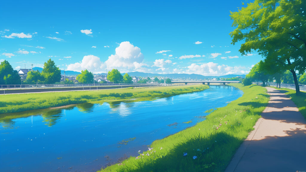 河川敷の道