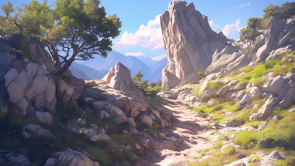 岩場の多い山道