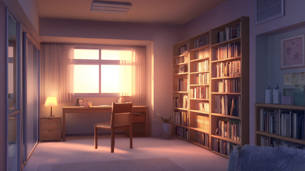 本棚のある部屋