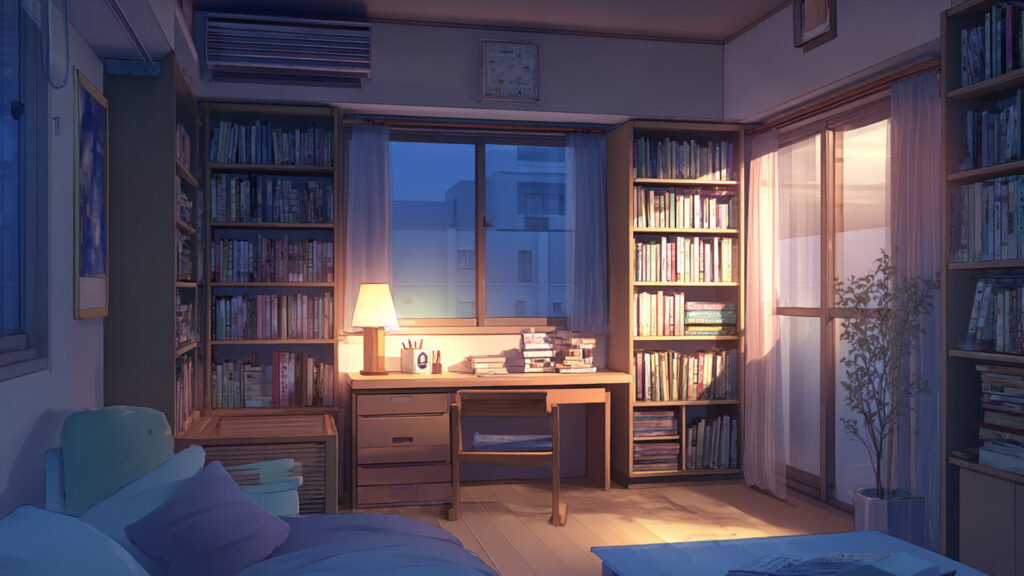 本棚のある部屋