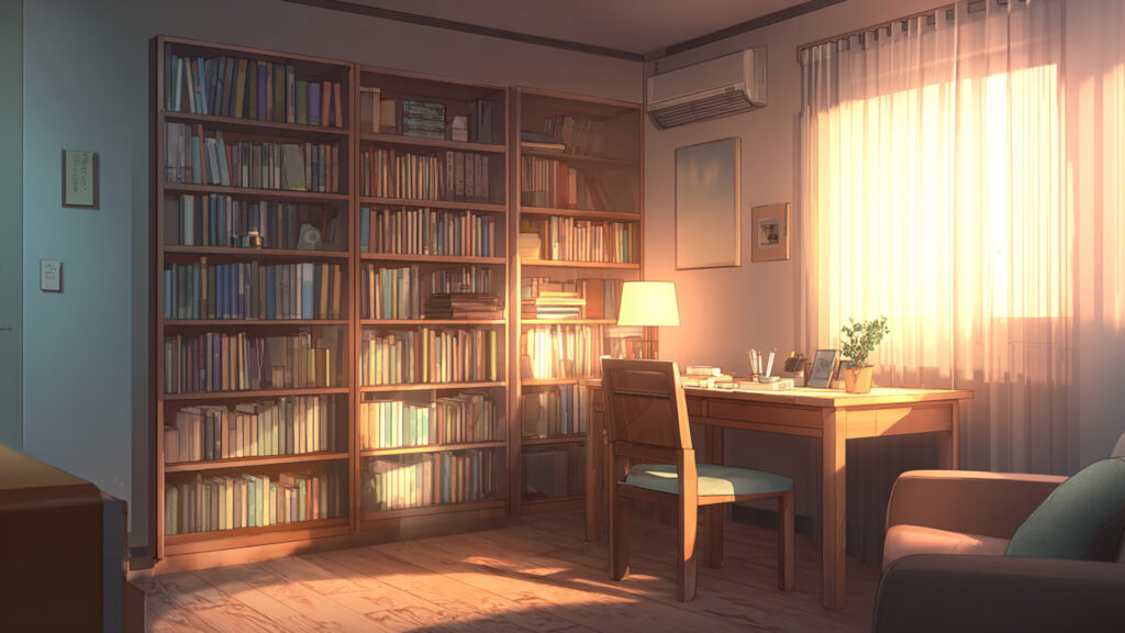 本棚のある部屋