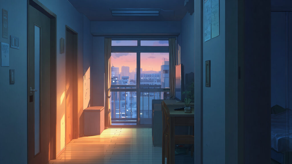 狭いリビングの背景イラストのフリー素材