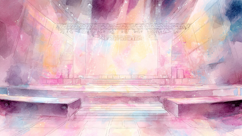 ステージ｜水彩風の背景イラストのフリー素材